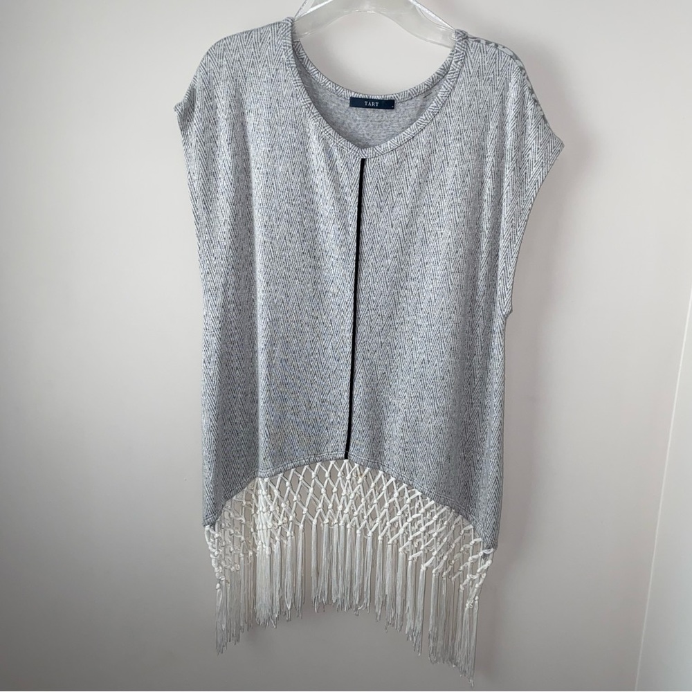 Tart Light Gray Knit Tunic with Fringe